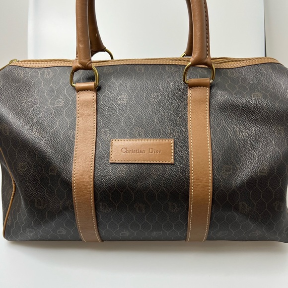Dior Other - Dior Black x Brown Honeycomb Monogram Trotter Boston Duffle Bag